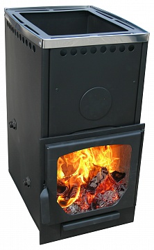 Печь для бани Варвара Паленица С контуром укороченная топка, панорамная дверь